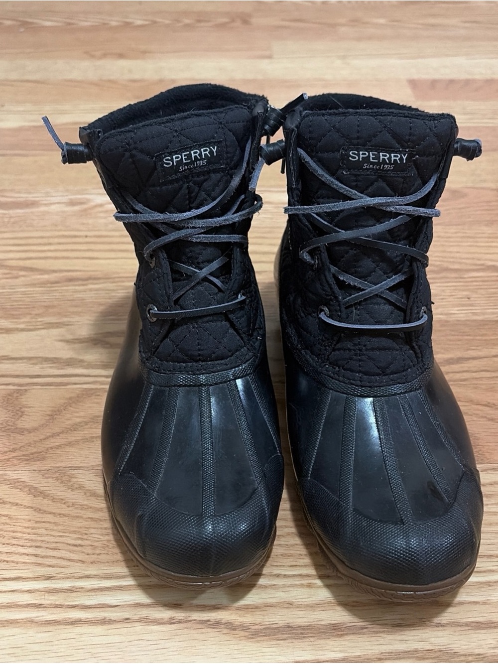 Sperry Black Quilted Waterproof Duck Boots
